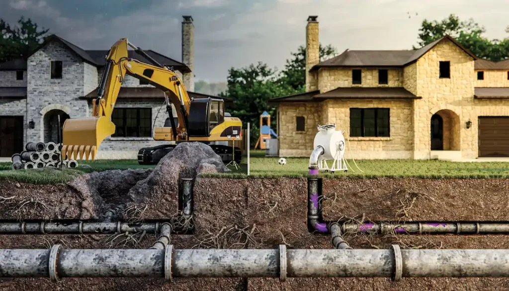 A split view of two underground pipes showing one good and one bad example